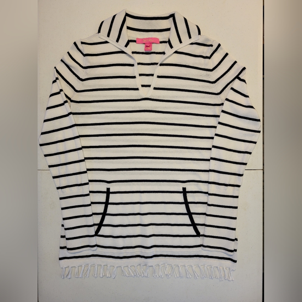 Lilly Pulitzer Crestwood Sweater Resort White Maritime Stripe Navy XS